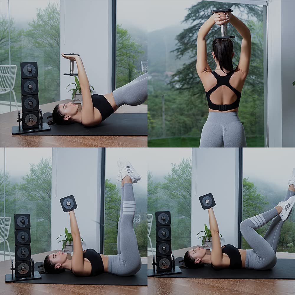 DHT Dynamic Health Tech D100 Adjustable Weight Dumbbell Set Black Rubber Coated Steel Eco Friendly Style Exercise Showpiece