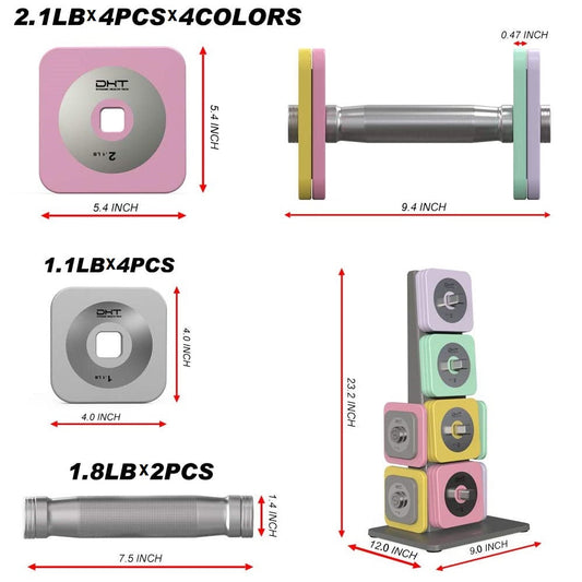 DHT D100S/D600S Series Adjustable Dumbbell Barbell Weight Plates Only Purple 2.1lb