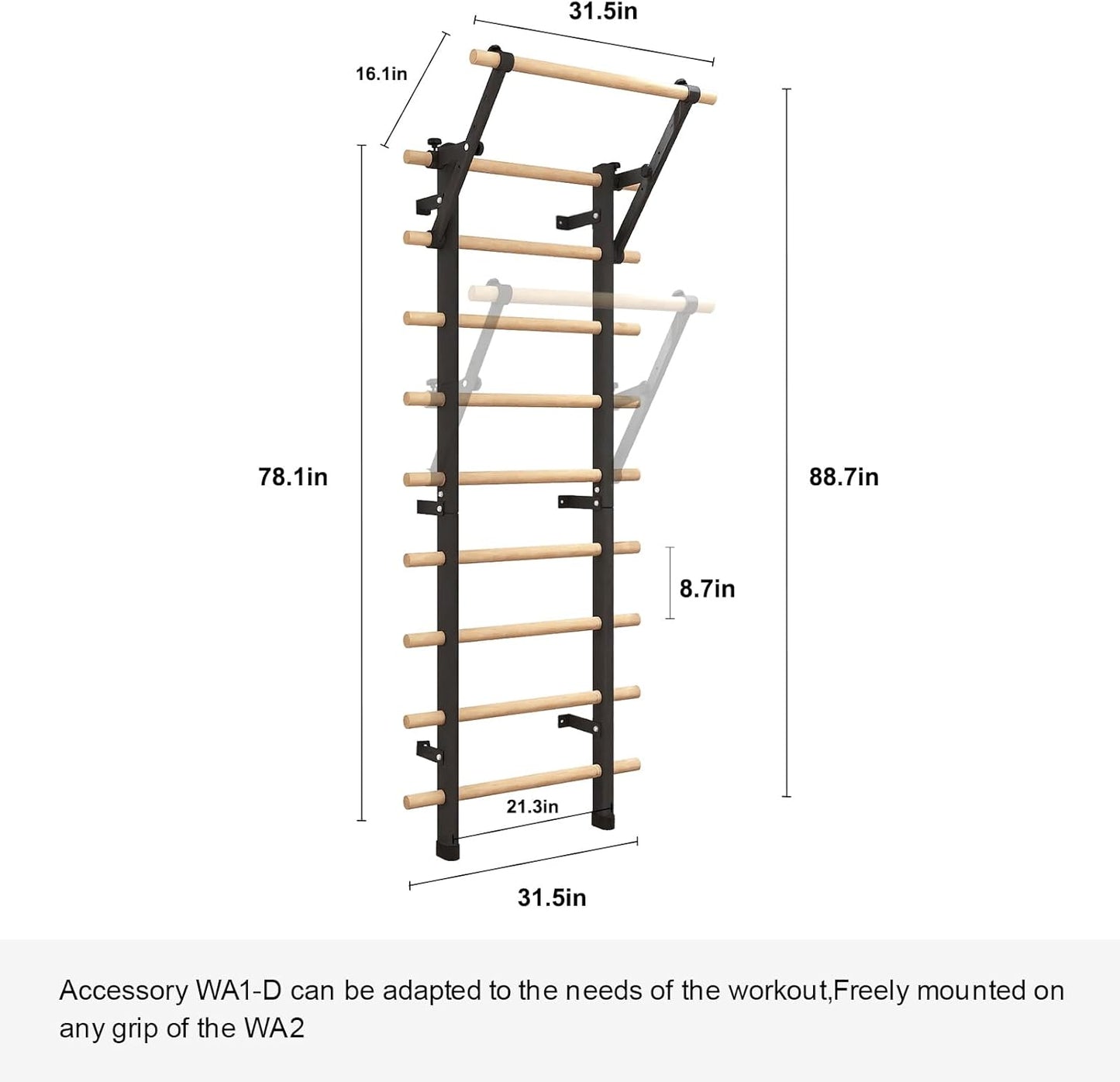 WA1-D Pull Up Bar Assembly for Swedish Stall Bars